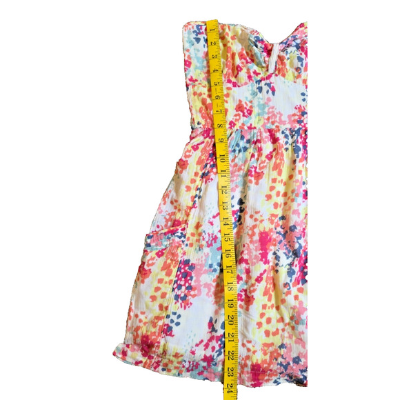 Abercrombie & Fitch Y2K Floral Strapless Babydoll Cotton Dress VTG Rare Med - Picture 3 of 8